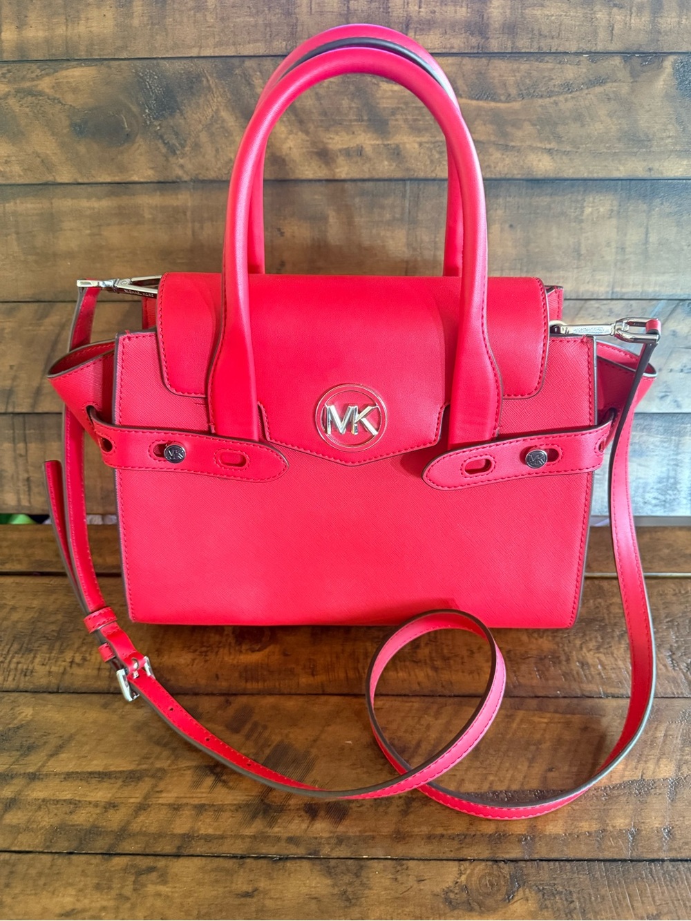 NWT Michael Kors Carmen Flap Satchel with MK Medallion